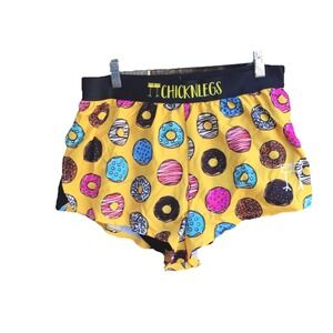 ChicknLegs Donut Print Running Shorts Women's Large Lined Performance